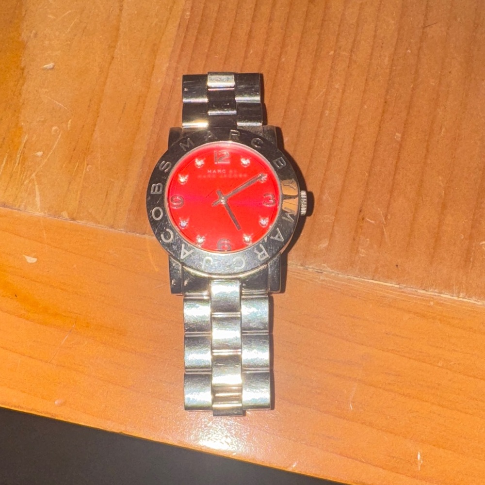 Marc Jacobs Red Dial Silver Bracelet Watch